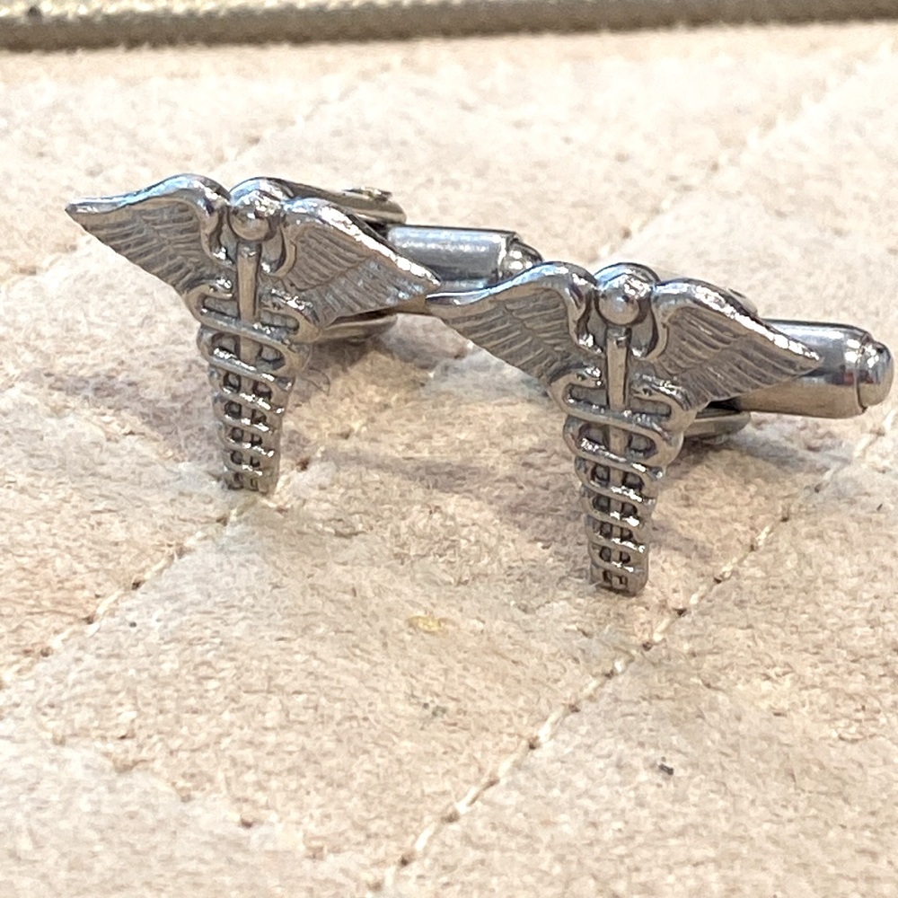 Vintage Silver Medical Caduceus Cufflinks